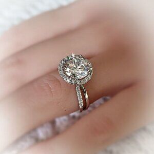 5 Ct. Diamond Simulant Rhondium Over Sterling Silver Ring, Engagement Ring